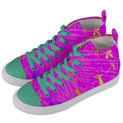 Spring Tropical Floral Palm Bird Women s Mid-top Canvas Sneakers