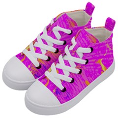 Spring Tropical Floral Palm Bird Kid s Mid-top Canvas Sneakers