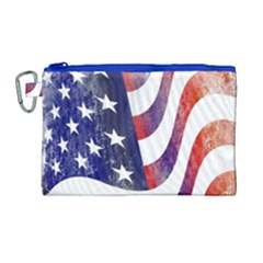 Usa Flag America American Canvas Cosmetic Bag (large)