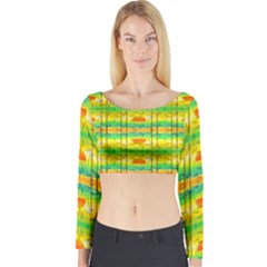 Birds Beach Sun Abstract Pattern Long Sleeve Crop Top by Celenk