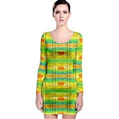 Birds Beach Sun Abstract Pattern Long Sleeve Bodycon Dress by Celenk