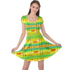 Birds Beach Sun Abstract Pattern Cap Sleeve Dress by Celenk