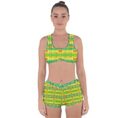 Birds Beach Sun Abstract Pattern Racerback Boyleg Bikini Set