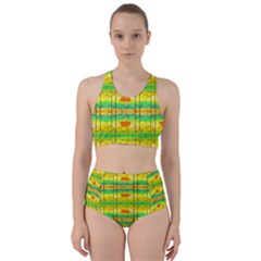 Birds Beach Sun Abstract Pattern Racer Back Bikini Set