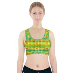 Birds Beach Sun Abstract Pattern Sports Bra With Pocket by Celenk