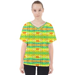 Birds Beach Sun Abstract Pattern V-neck Dolman Drape Top