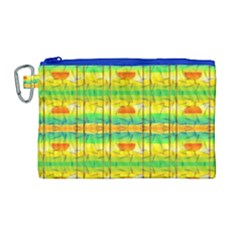 Birds Beach Sun Abstract Pattern Canvas Cosmetic Bag (large)