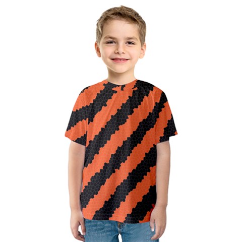 Black Orange Pattern Kids  Sport Mesh Tee by Celenk