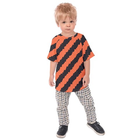 Black Orange Pattern Kids Raglan Tee by Celenk