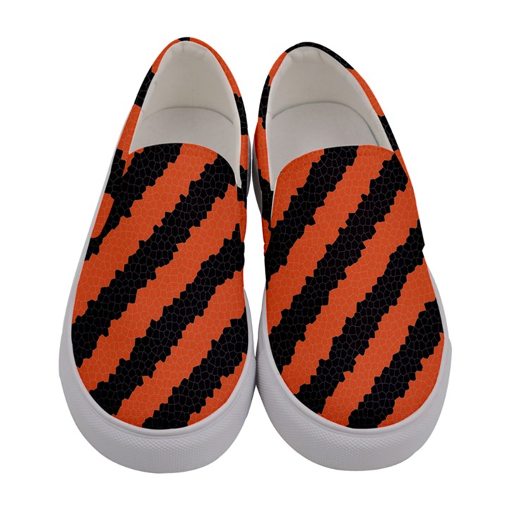 Black Orange Pattern Women s Canvas Slip Ons