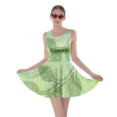 Green Leaves Background Scrapbook Skater Dress by Celenk