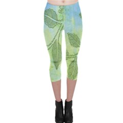 Green Leaves Background Scrapbook Capri Leggings  by Celenk