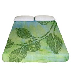 Green Leaves Background Scrapbook Fitted Sheet (queen Size) by Celenk