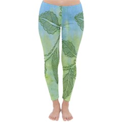 Green Leaves Background Scrapbook Classic Winter Leggings by Celenk