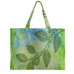 Green Leaves Background Scrapbook Zipper Mini Tote Bag by Celenk