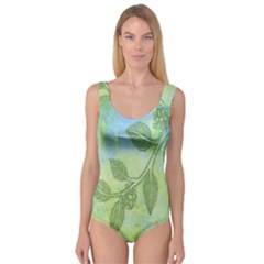 Green Leaves Background Scrapbook Princess Tank Leotard  by Celenk