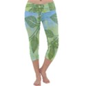 Green Leaves Background Scrapbook Capri Yoga Leggings View1