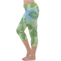 Green Leaves Background Scrapbook Capri Yoga Leggings View2