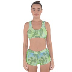 Green Leaves Background Scrapbook Racerback Boyleg Bikini Set