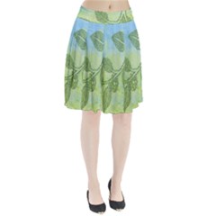 Green Leaves Background Scrapbook Pleated Skirt by Celenk