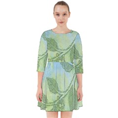 Green Leaves Background Scrapbook Smock Dress