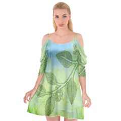 Green Leaves Background Scrapbook Cutout Spaghetti Strap Chiffon Dress by Celenk