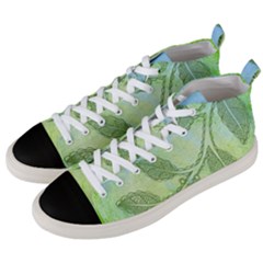 Green Leaves Background Scrapbook Men s Mid-top Canvas Sneakers