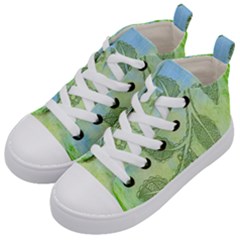 Green Leaves Background Scrapbook Kid s Mid-top Canvas Sneakers