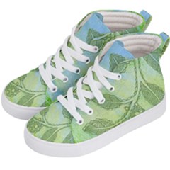 Green Leaves Background Scrapbook Kid s Hi-top Skate Sneakers