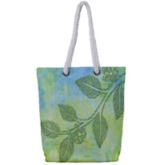 Green Leaves Background Scrapbook Full Print Rope Handle Tote (small) by Celenk