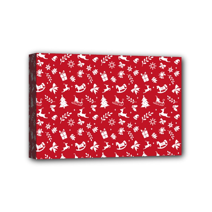 Red Christmas Pattern Mini Canvas 6  x 4 