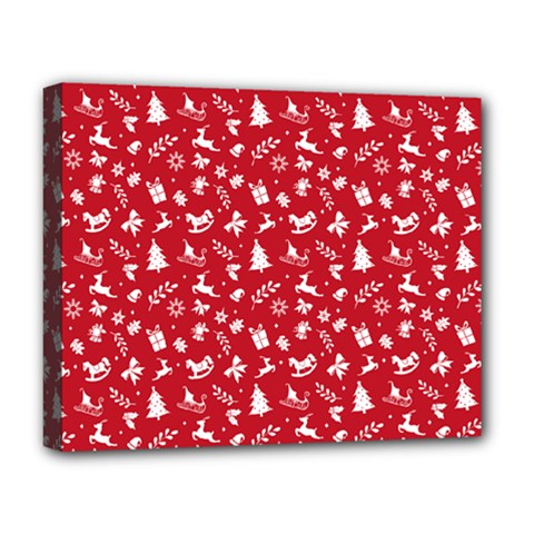 Red Christmas Pattern Deluxe Canvas 20  X 16   by patternstudio