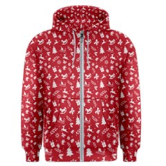 Red Christmas Pattern Men s Zipper Hoodie by patternstudio