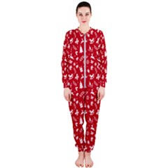 Red Christmas Pattern Onepiece Jumpsuit (ladies) 