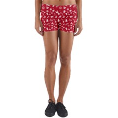 Red Christmas Pattern Yoga Shorts by patternstudio