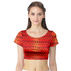 Texture Banner Hearts Flag Germany Short Sleeve Crop Top by Celenk