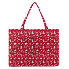 Red Christmas Pattern Zipper Medium Tote Bag by patternstudio