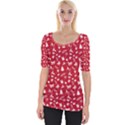 Red Christmas Pattern Wide Neckline Tee View1