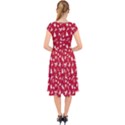 Red Christmas Pattern Cap Sleeve Front Wrap Midi Dress View2