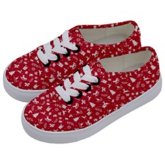 Red Christmas Pattern Kids  Classic Low Top Sneakers by patternstudio