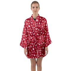 Red Christmas Pattern Long Sleeve Kimono Robe by patternstudio