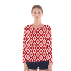 Ornate Christmas Decor Pattern Women s Long Sleeve Tee