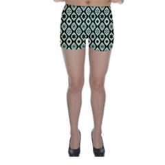 Green Ornate Christmas Pattern Skinny Shorts by patternstudio