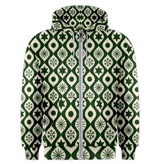 Green Ornate Christmas Pattern Men s Zipper Hoodie by patternstudio