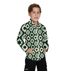 Green Ornate Christmas Pattern Wind Breaker (kids) by patternstudio