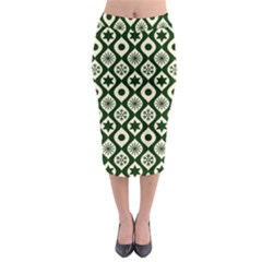 Green Ornate Christmas Pattern Midi Pencil Skirt by patternstudio