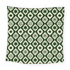 Green Ornate Christmas Pattern Square Tapestry (large)