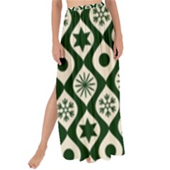 Green Ornate Christmas Pattern Maxi Chiffon Tie-up Sarong by patternstudio