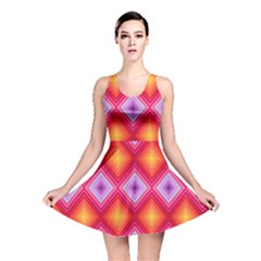 Texture Surface Orange Pink Reversible Skater Dress by Celenk