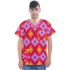 Texture Surface Orange Pink Men s V-neck Scrub Top